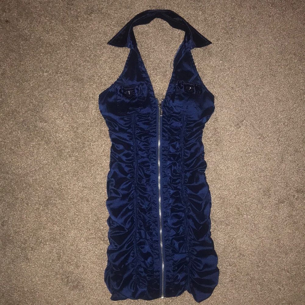 Blue halter top dress